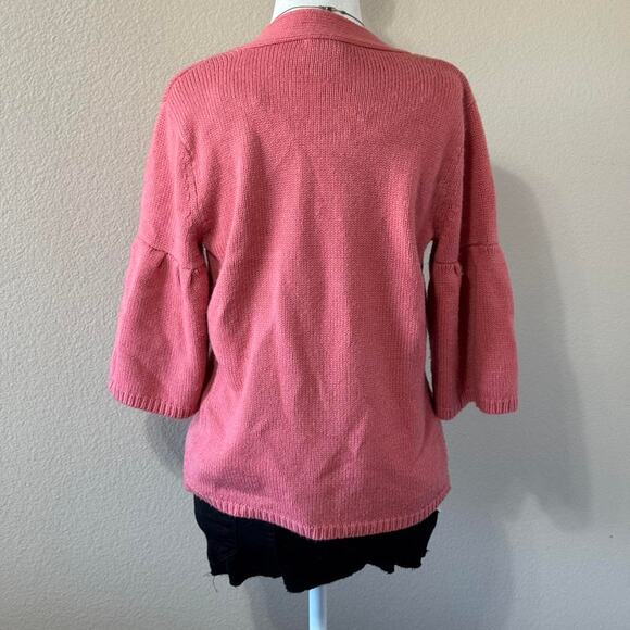 2000s pink coral button up cardigan with bell sleeves - Picture 2 of 4